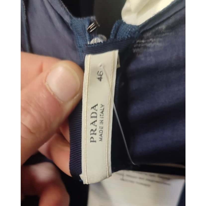 PRADA Prada Blue Draped Cotton Fitted Dress - Size 46 pre-owned Blue Cotton Good condition - Box View