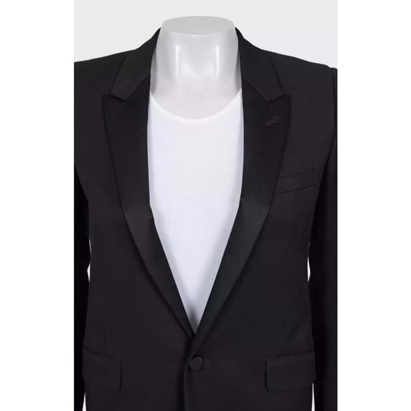Saint Laurent Saint Laurent Black Straight Fit  Satin Lapels Blazer Sz.XS Pre-owned Black Satin Good condition - Model View