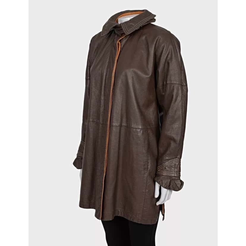Gianfranco Ferré Ferre Classic Brown Leather Jacket Sz M Pre-owned Brown Leather Good condition - Back View