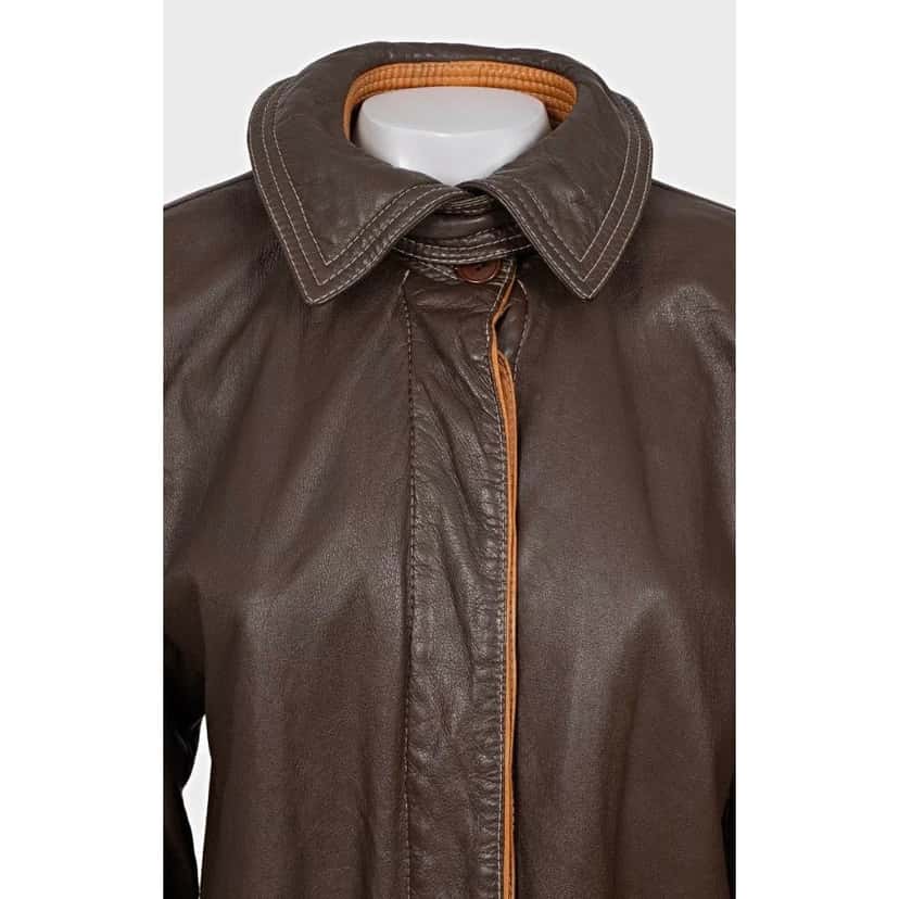 Gianfranco Ferré Ferre Classic Brown Leather Jacket Sz M Pre-owned Brown Leather Good condition - Model View