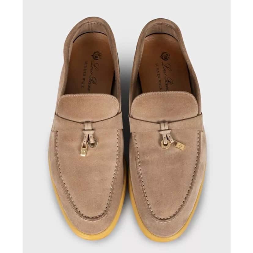 Loro Piana Loro Piana Summer Charms Walk Beige Suede Loafers Sz. 40 pre-owned Beige Suede Good condition - Back View