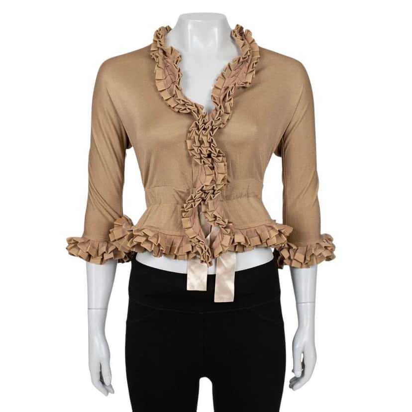 Saint Laurent Yves Saint Laurent Vintage Beige 3/4 Sleeve Blouse Sz.S Pre-owned Beige Good condition - Front View