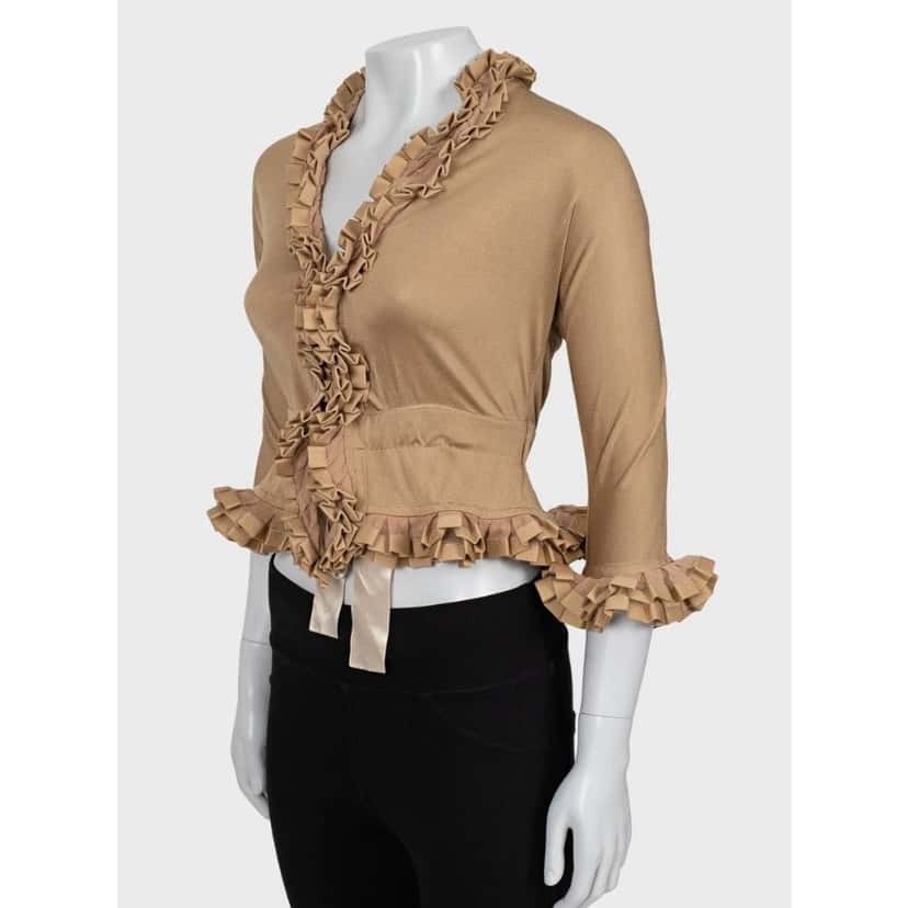 Saint Laurent Yves Saint Laurent Vintage Beige 3/4 Sleeve Blouse Sz.S Pre-owned Beige Good condition - Back View