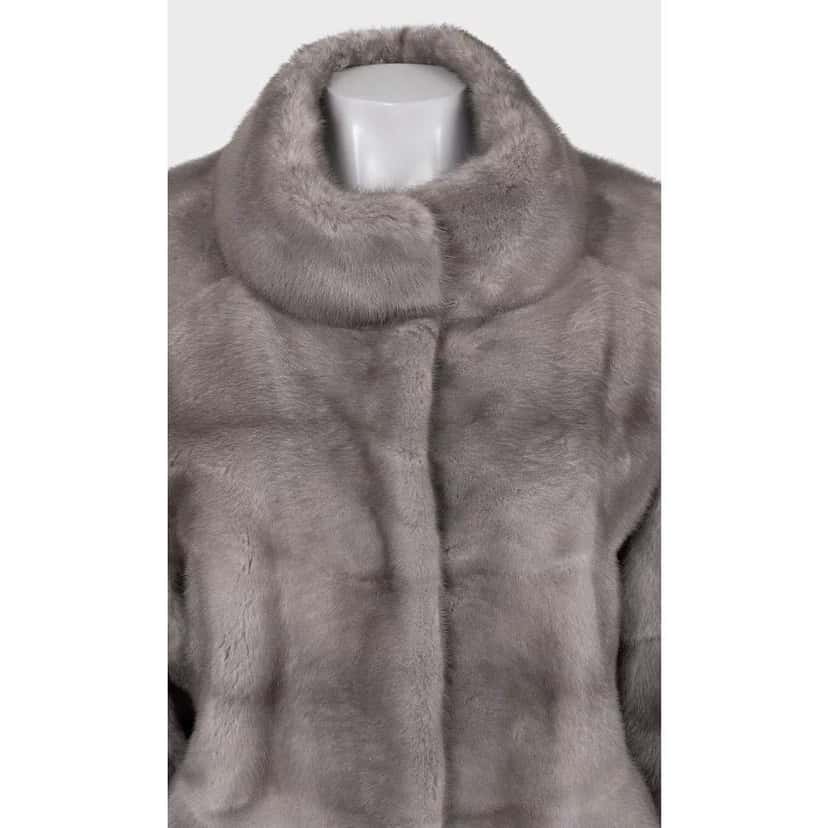 Gianfranco Ferré Gianfranco Ferre Gray Faux Fur Coat High Collar Sz L pre-owned Grey Good condition - Model View