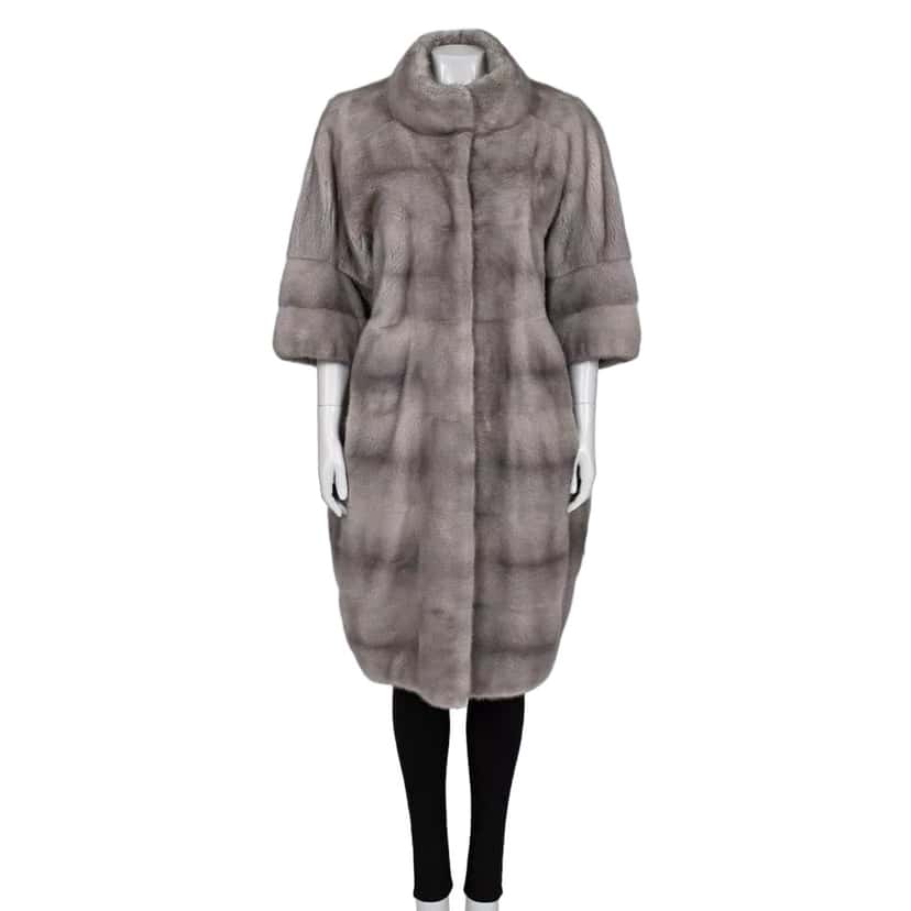 Gianfranco Ferré Gianfranco Ferre Gray Faux Fur Coat High Collar Sz L pre-owned Grey Good condition - Front View