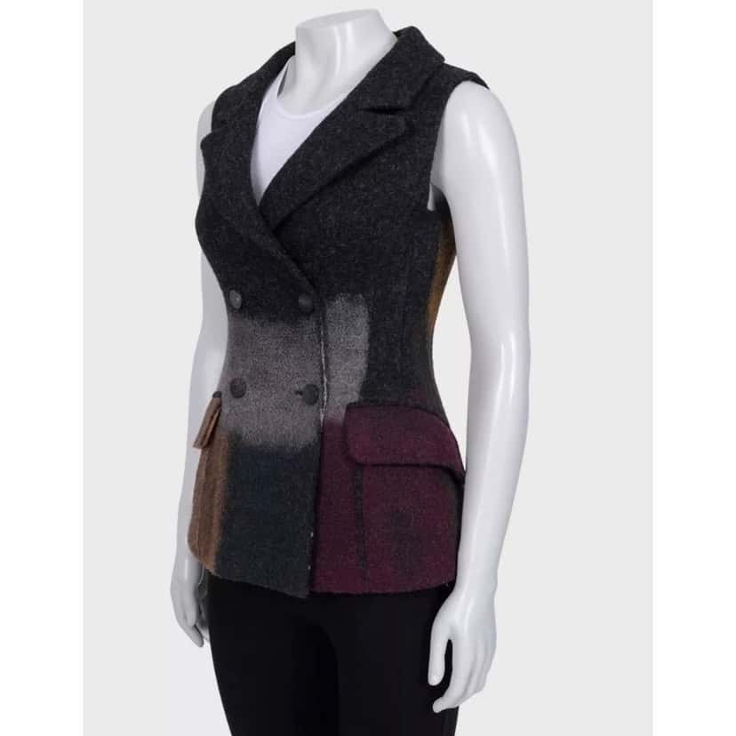 Christian Dior Christian Dior Wool Fitted Vest - Sz/36 Pre-owned Red Wool Good condition - Back View