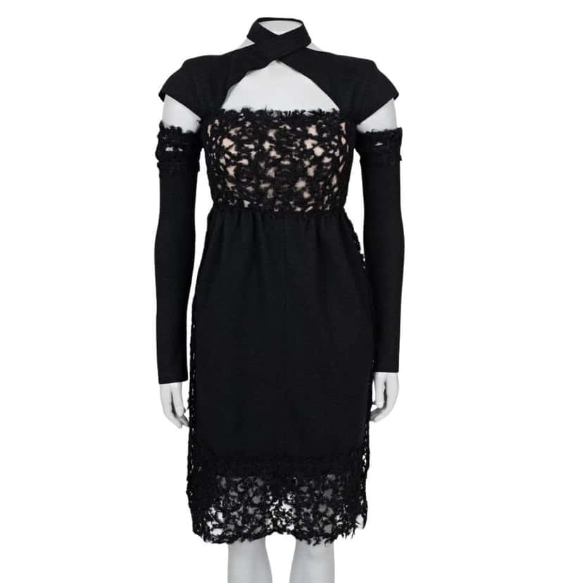Fendi Fendi Black Wool Detachable Sleeves l Dress Sz/40/S Pre-owned Black Wool Good condition - Front View