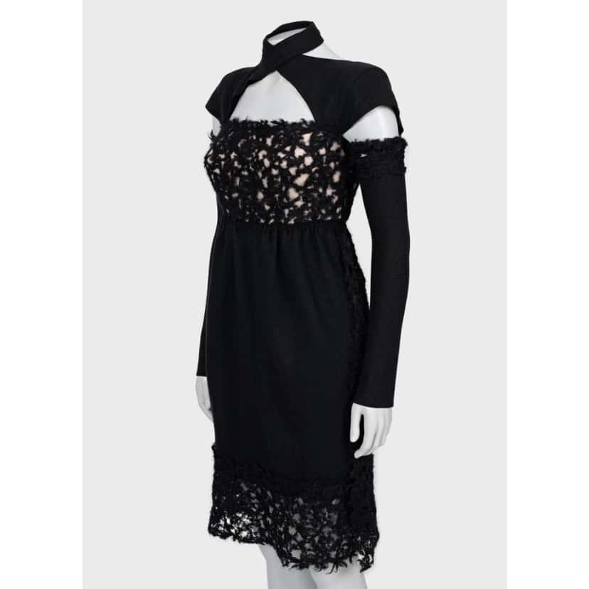 Fendi Fendi Black Wool Detachable Sleeves l Dress Sz/40/S Pre-owned Black Wool Good condition - Back View
