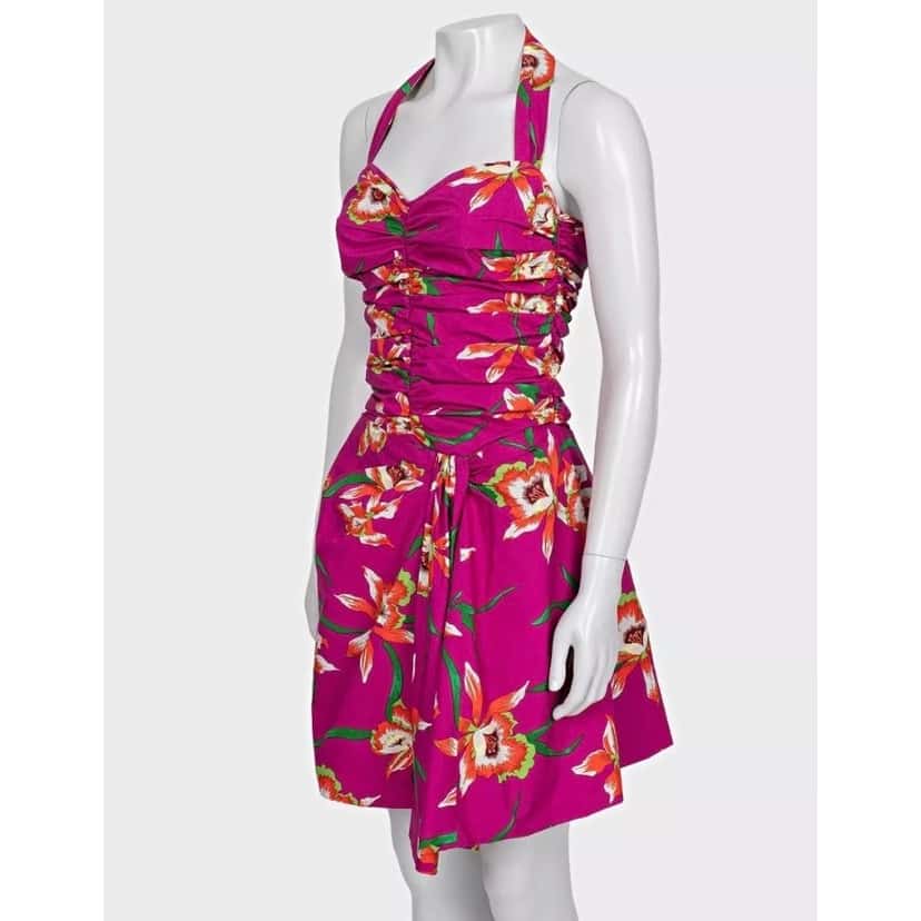 Christian Dior Christian Dior 2011 Pink Printed Cotton Dress - Size 38 Pre-owned Pink Cotton Good condition - Back View