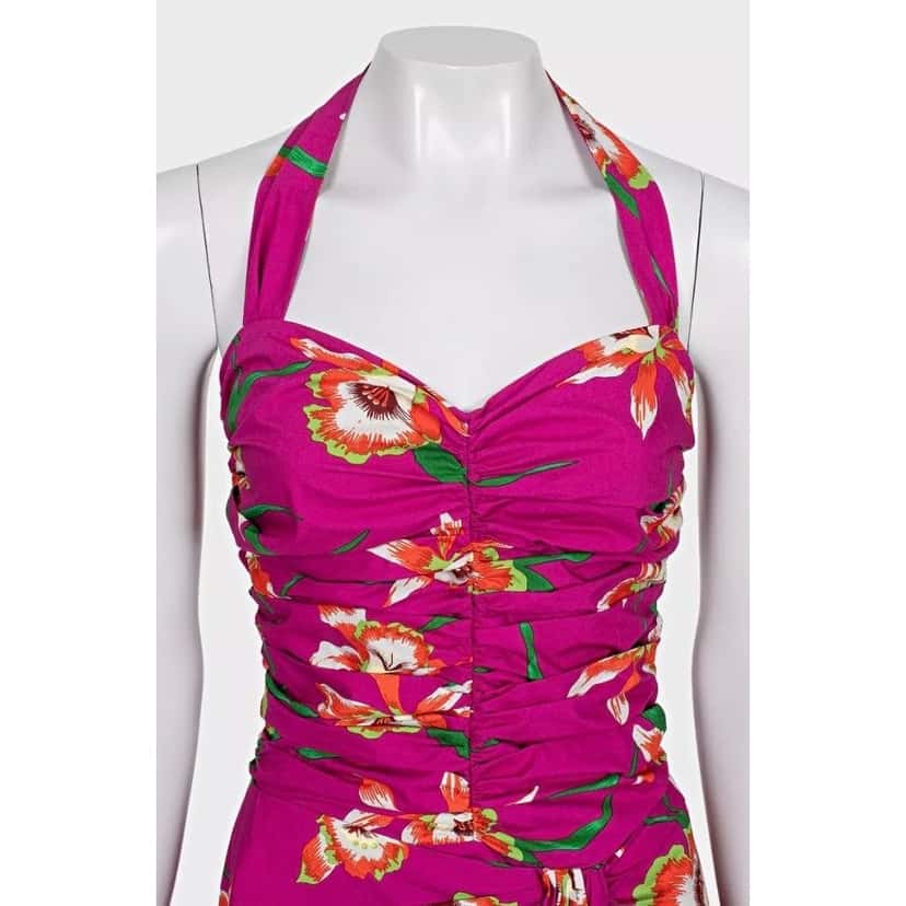 Christian Dior Christian Dior 2011 Pink Printed Cotton Dress - Size 38 Pre-owned Pink Cotton Good condition - Model View