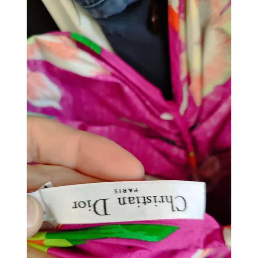 Christian Dior Christian Dior 2011 Pink Printed Cotton Dress - Size 38 Pre-owned Pink Cotton Good condition - Box View