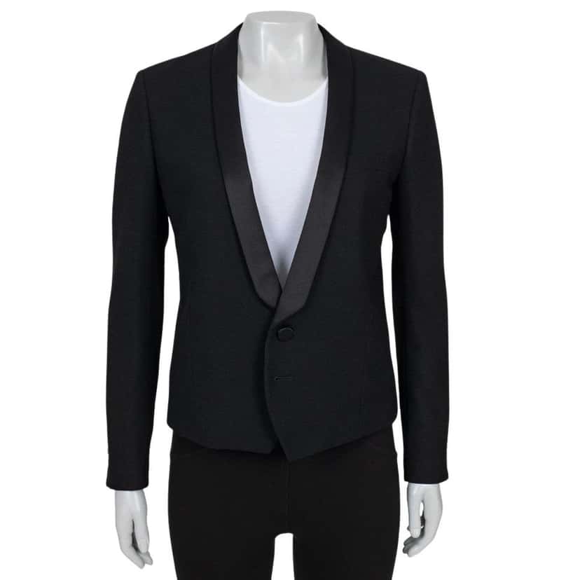 Saint Laurent Saint Laurent Black Wool Satin Lapels Jacket Sz.40 pre-owned Black Wool Good condition - Front View