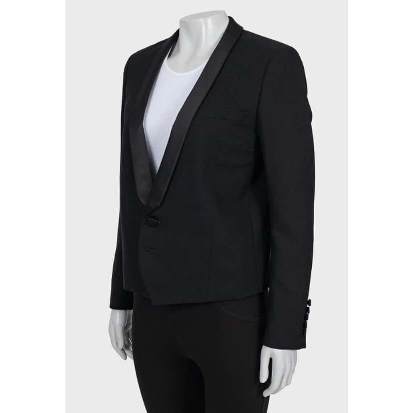 Saint Laurent Saint Laurent Black Wool Satin Lapels Jacket Sz.40 pre-owned Black Wool Good condition - Back View