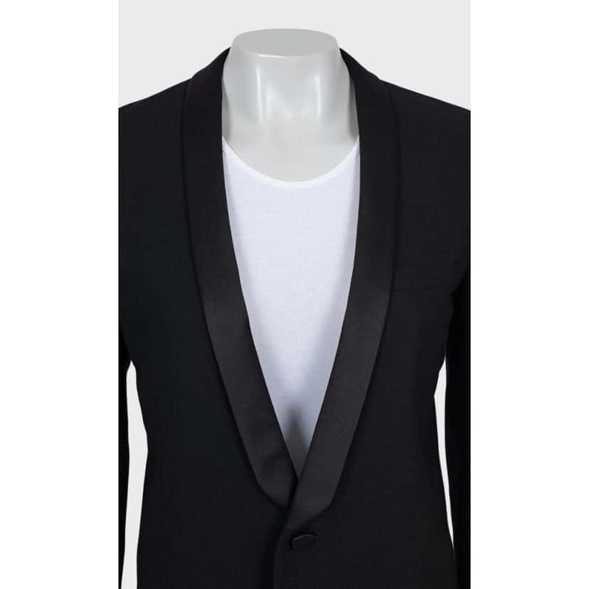 Saint Laurent Saint Laurent Black Wool Satin Lapels Jacket Sz.40 pre-owned Black Wool Good condition - Model View