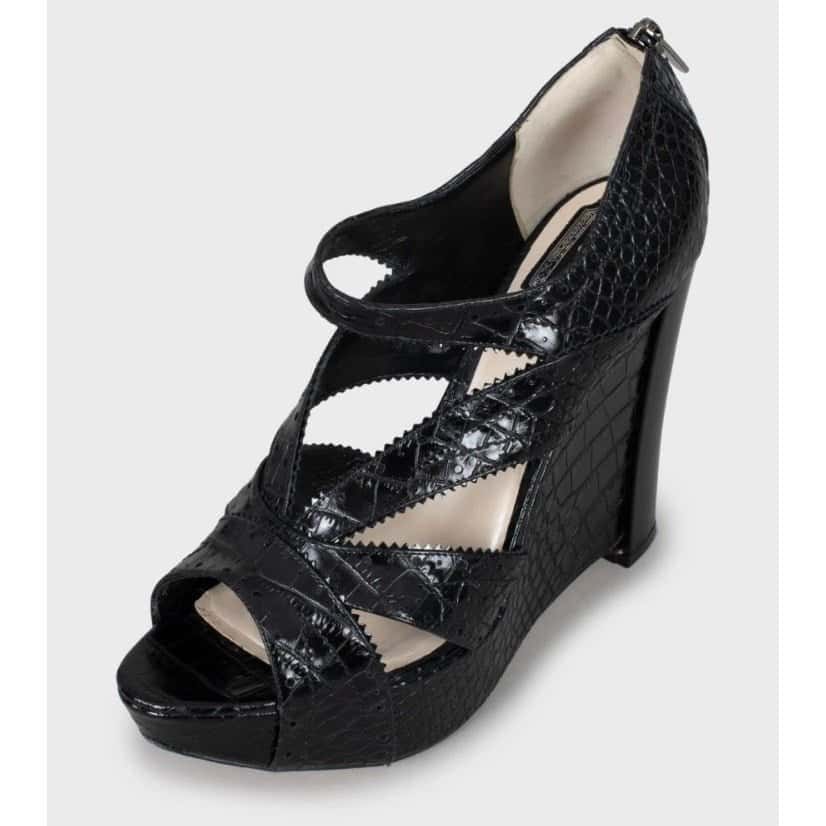 Christian Dior Christian Dior Black Perforated Leather Wedge Sandals Sz.41 Pre-owned Black Leather Good condition - Inside View