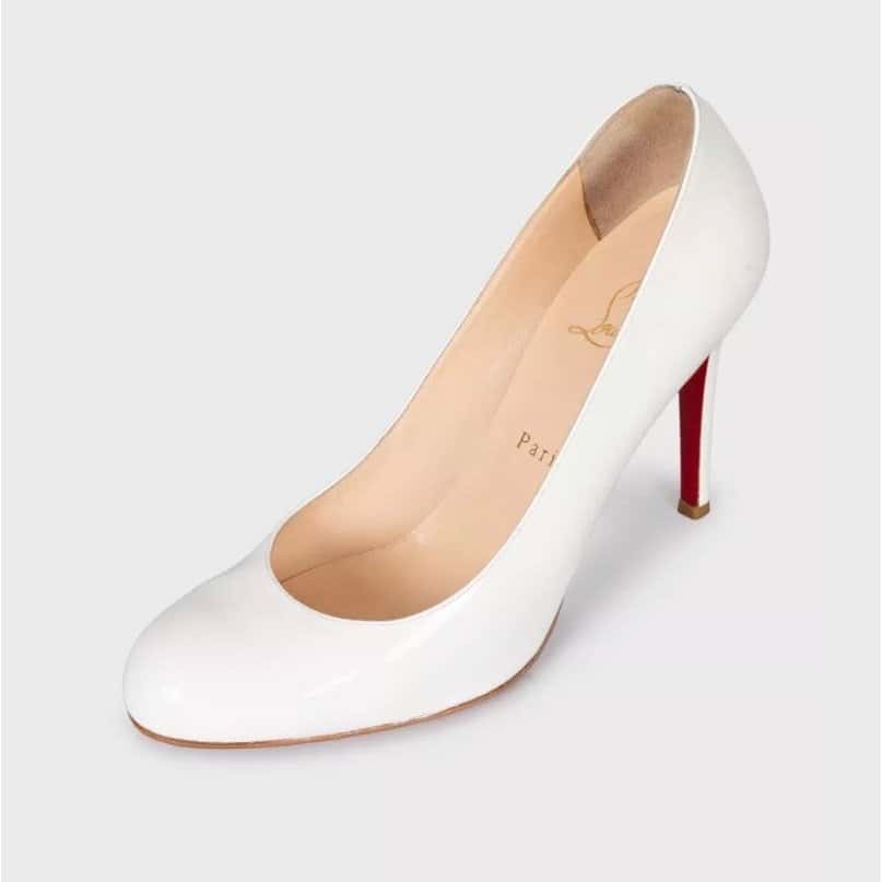 Christian Louboutin Christian Louboutin White Patent Leather Round-Toe Pumps Sz.39 Pre-owned White Leather Good condition - Inside View