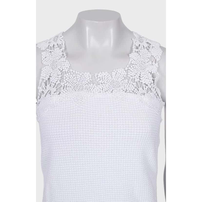 Chanel Chanel Lace-Trim Cotton Tank Top Size S/FR36 Pre-owned Other Lace Good condition - Model View