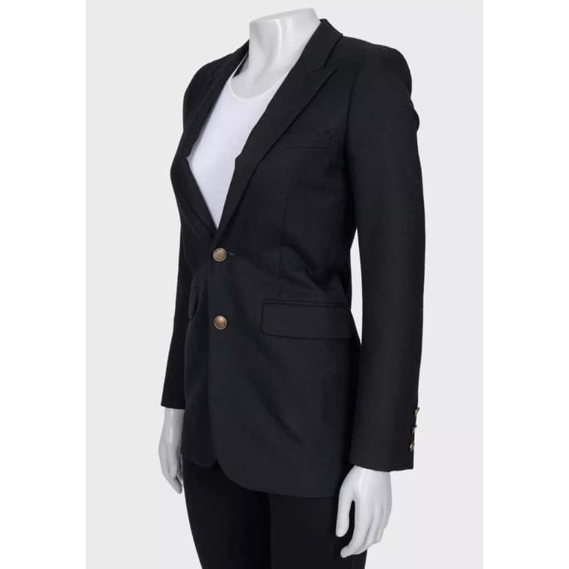 Saint Laurent Chic Saint Laurent Black Wool Jacket - FR34/XS Pre-owned Black Wool Good condition - Back View