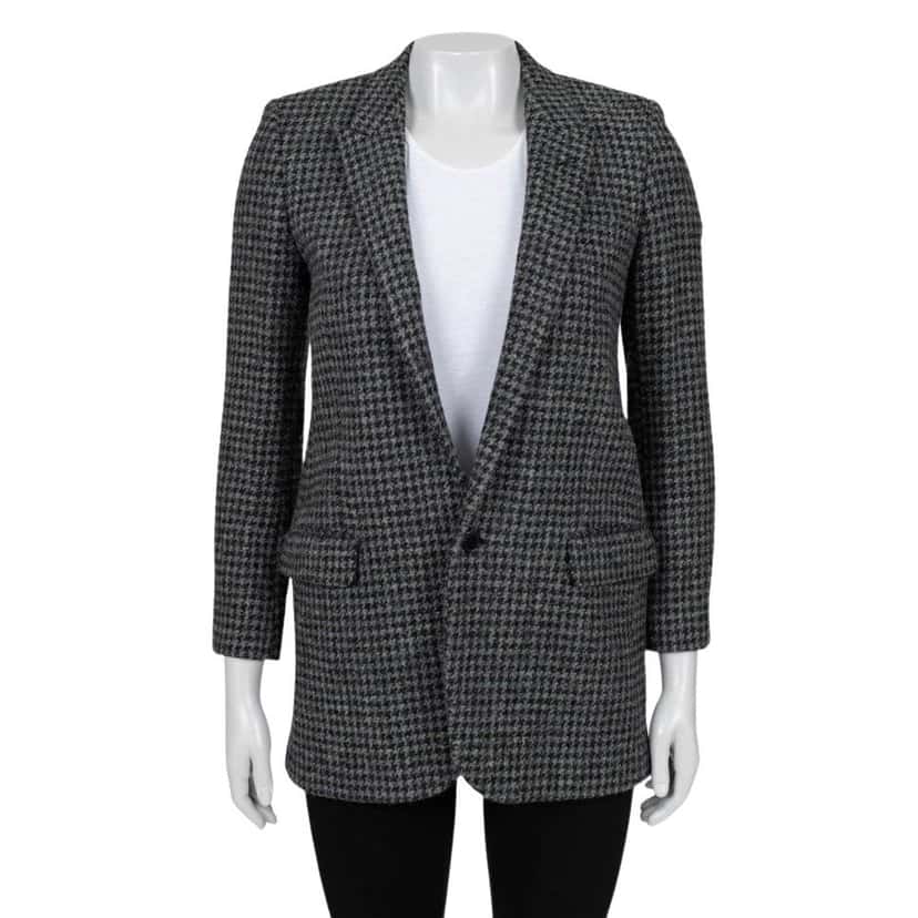 Saint Laurent NWOT Saint Laurent Houndstooth Wool Jacket, FR36/S Pre-owned Red Wool Never worn - Front View