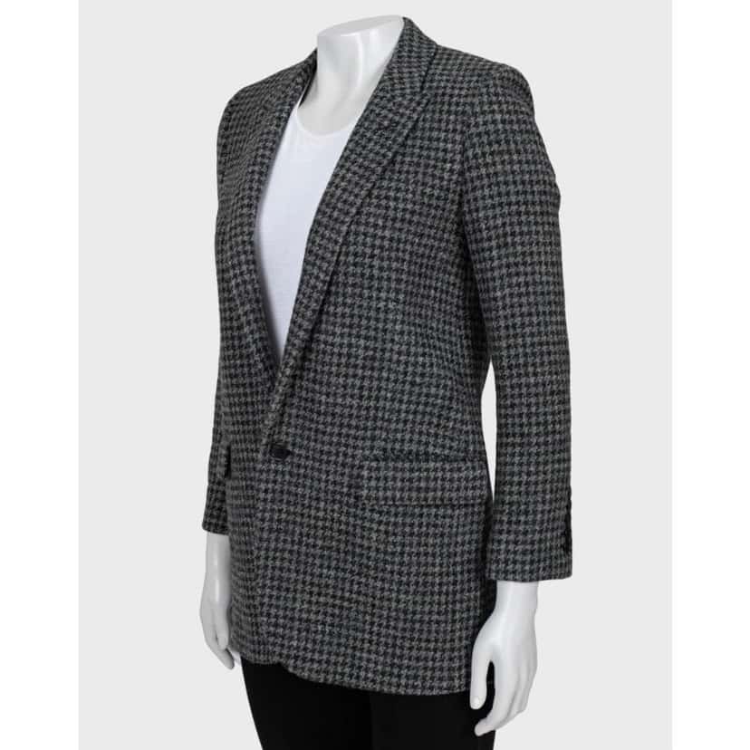 Saint Laurent NWOT Saint Laurent Houndstooth Wool Jacket, FR36/S Pre-owned Red Wool Never worn - Back View