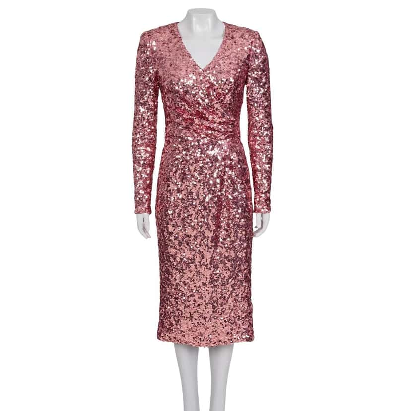 Dolce & Gabbana Dolce & Gabbana Pink Sequin Dress - Size M/IT42 Pre-owned Pink Cotton Good condition - Front View