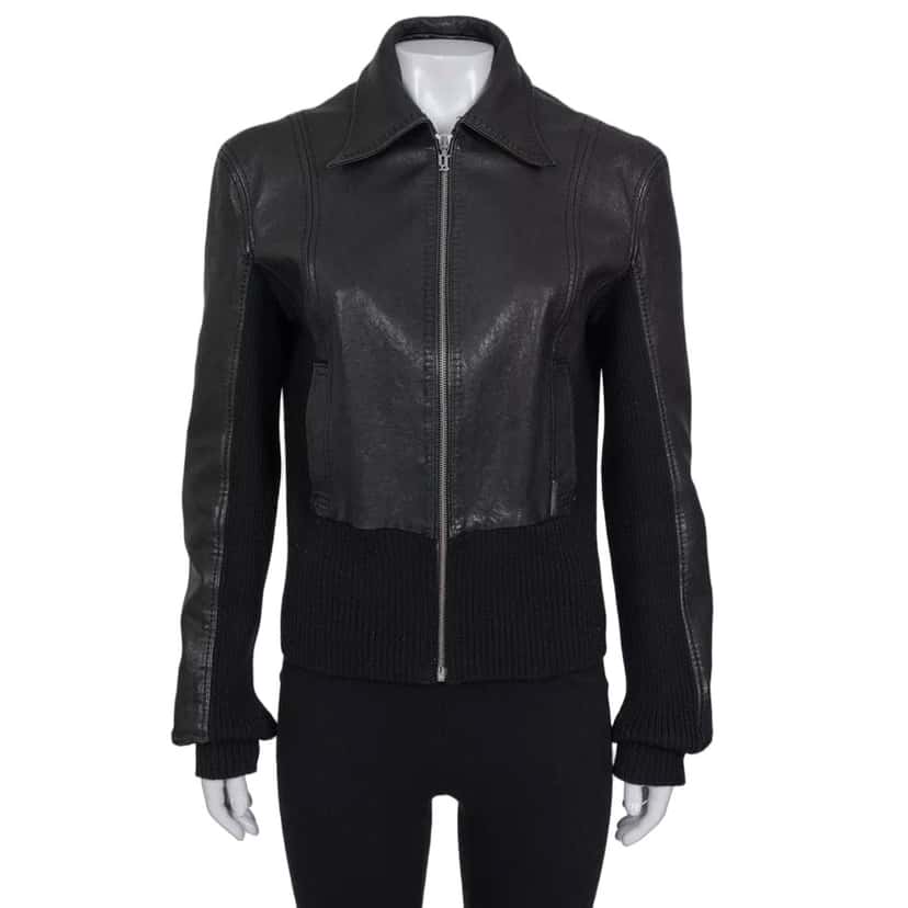 John Galliano John Galliano Black Embroidered Leather Jacket EU34/XS pre-ownned Black Leather Good condition - Front View