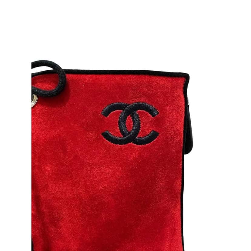 Chanel NWOB Chanel Red Suede 19K Block Heel Lace-Up Boots Sz.41 Pre-owned Red Suede Never worn - Model View