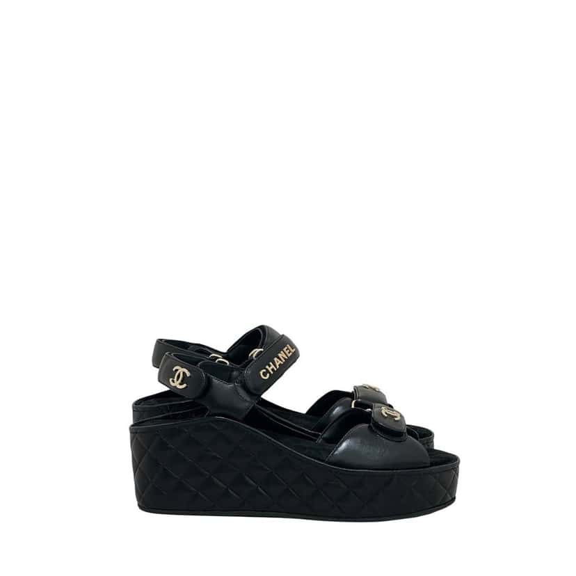 Chanel NWOB Chanel 2021 Calfskin Slingback Sandals - Size 41 pre-owned Black Leather Never worn - Back View