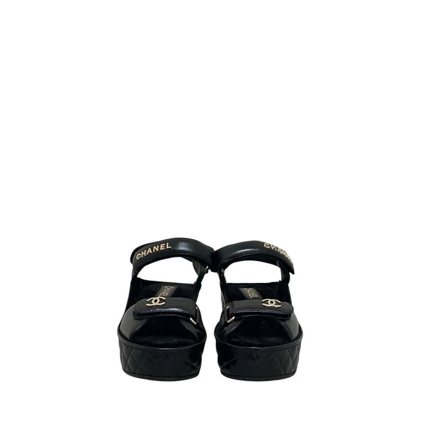 Chanel NWOB Chanel 2021 Calfskin Slingback Sandals - Size 41 pre-owned Black Leather Never worn - Inside View