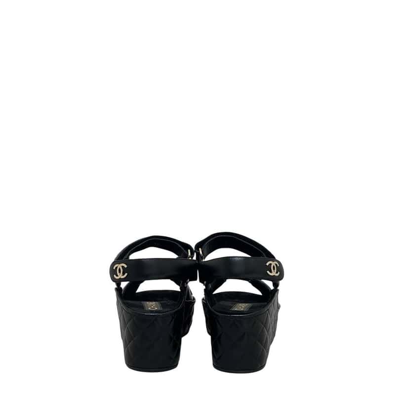 Chanel NWOB Chanel 2021 Calfskin Slingback Sandals - Size 41 pre-owned Black Leather Never worn - Model View