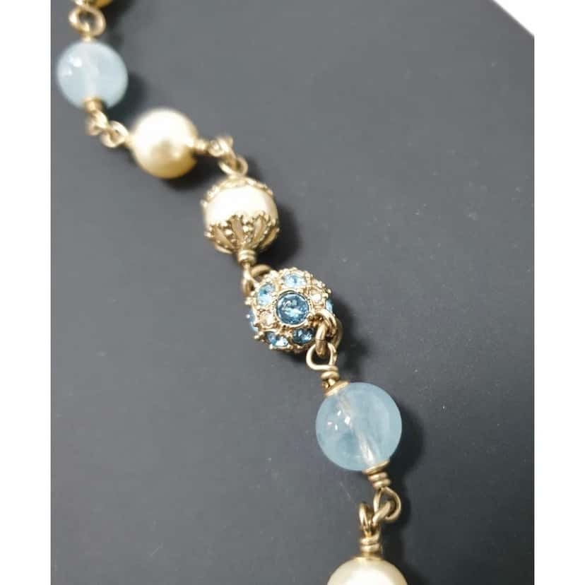 Chanel Chanel B19 Aquamarine Resin & Pearls Necklace Pre-owned Other Lace Good condition - Box View