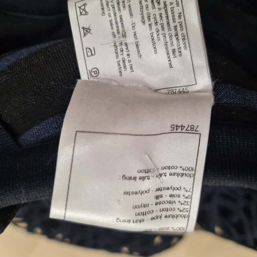 Chanel Chanel Navy Blue CC Patterned Skirt - FR 38 / US 6 Pre-owned Navy Denim Good condition - Box View