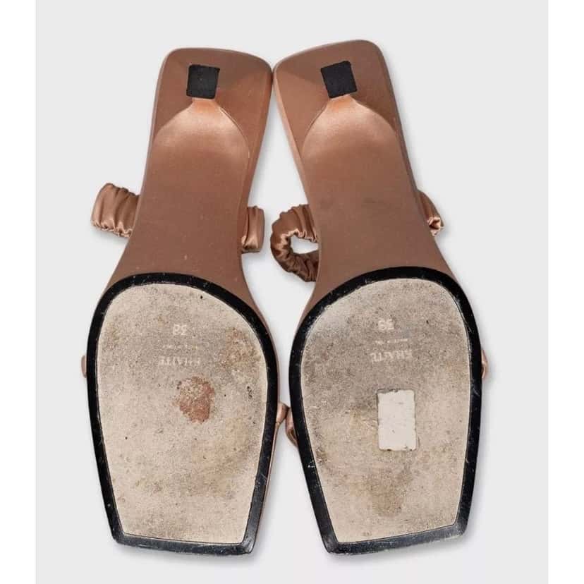 Khaite Khaite Pink Textile Kitten Heel Mules - Size 38 Pre-owned Pink Leather Good condition - Box View