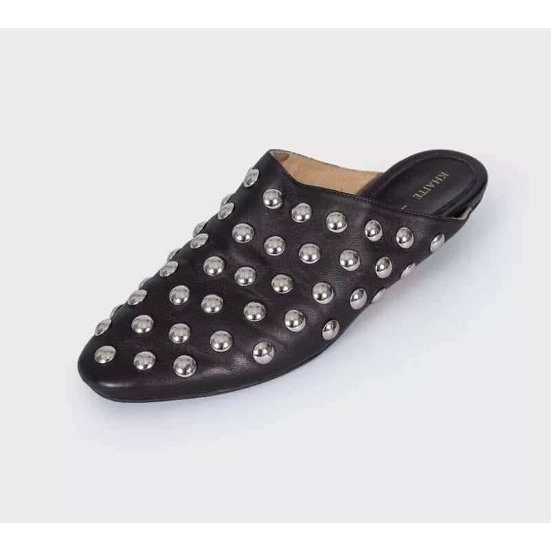 Khaite Khaite The Otto Black Leather Clogs - Size 38.5 pre-owned Black Leather Good condition - Back View