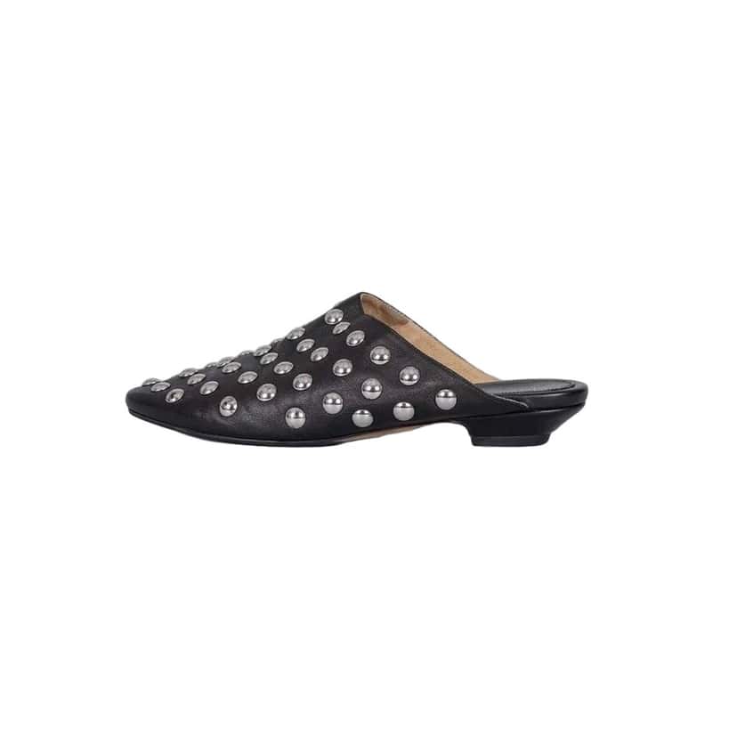 Khaite Khaite The Otto Black Leather Clogs - Size 38.5 pre-owned Black Leather Good condition - Front View