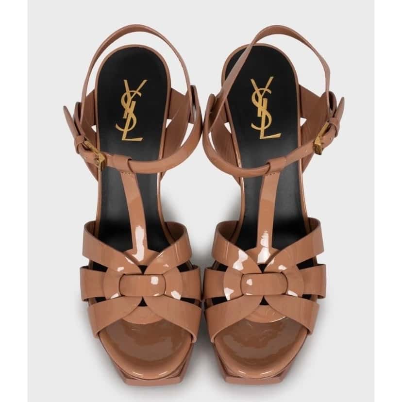 Saint Laurent Saint Laurent Tribute Brown Leather Sandals Size 40 pre-owned Brown Leather Good condition - Back View