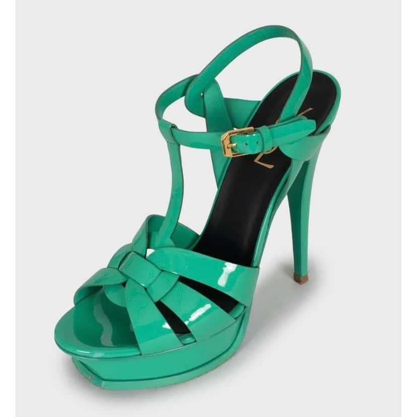 Saint Laurent Saint Laurent Green Leather Platform Sandals Sz.38.5 pre-owned Green Leather Good condition - Inside View