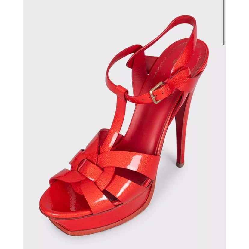 Saint Laurent Saint Laurent Red Leather Tribute Sandals - Size 40 pre-owned Red Leather Good condition - Inside View