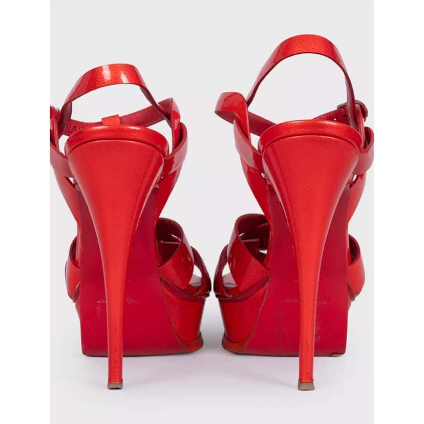 Saint Laurent Saint Laurent Red Leather Tribute Sandals - Size 40 pre-owned Red Leather Good condition - Model View