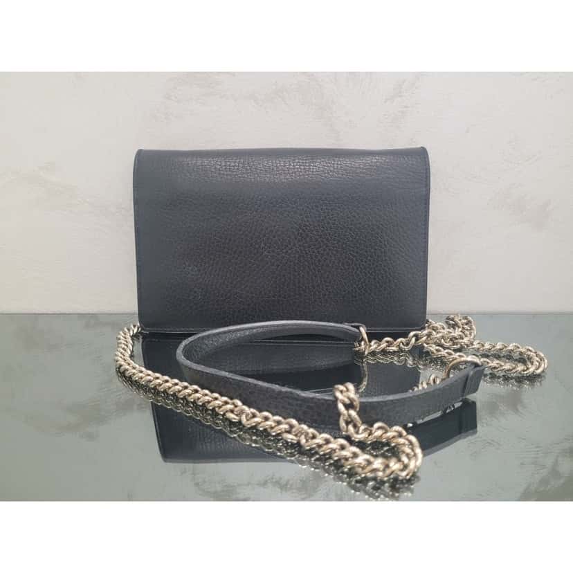 Gucci Gucci Interlocking G Black Leather Wallet on Chain Pre-owned Black Leather Good condition - Inside View