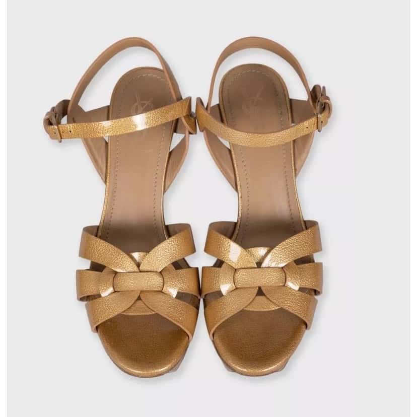 Saint Laurent Saint Laurent Tribute Gold Leather Sandals - Sz. 38.5 pre-owned Gold Leather Good condition - Back View