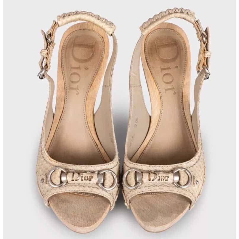 Christian Dior Christian Dior Beige  Leather Sandals Sz.35 Pre-owned Beige Leather Good condition - Back View