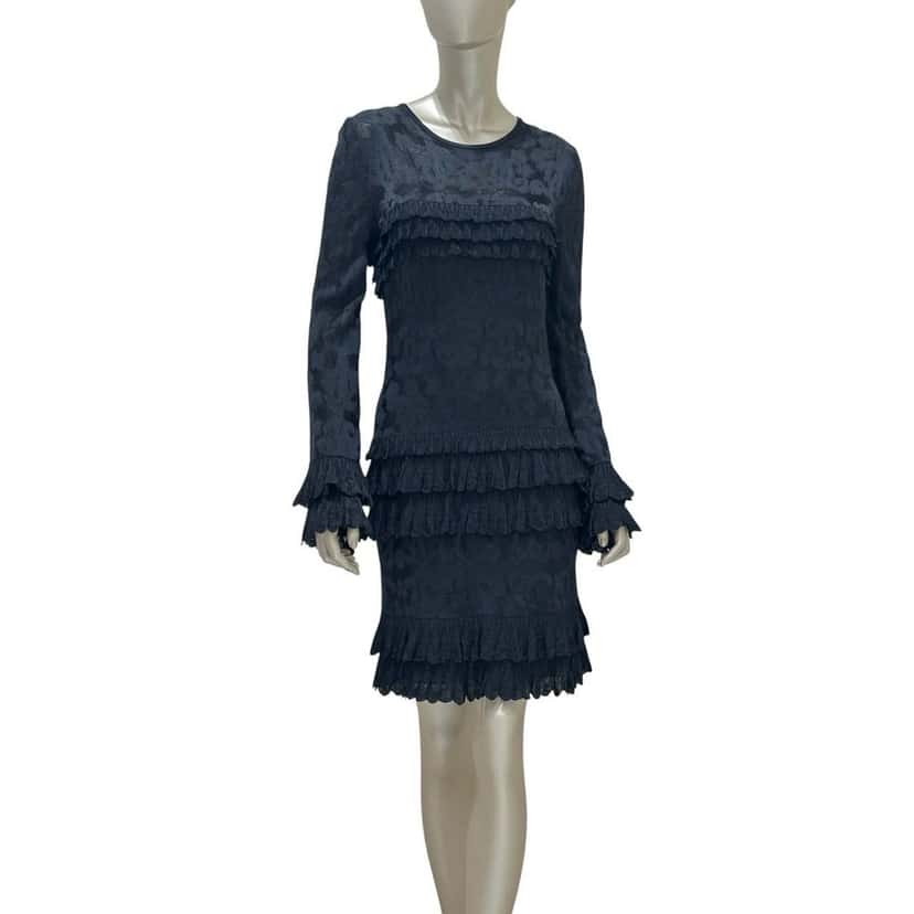 Chanel Chanel 2020 Black Viscose Tiered Ruffle Dress sz.40 pre-owned Black Good condition - Back View