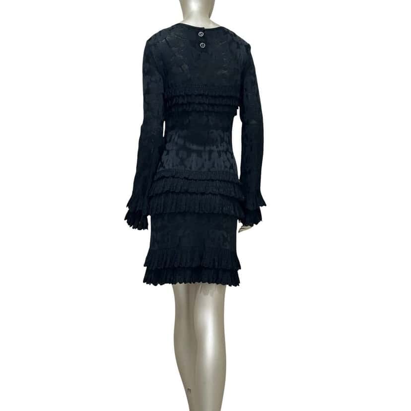 Chanel Chanel 2020 Black Viscose Tiered Ruffle Dress sz.40 pre-owned Black Good condition - Inside View