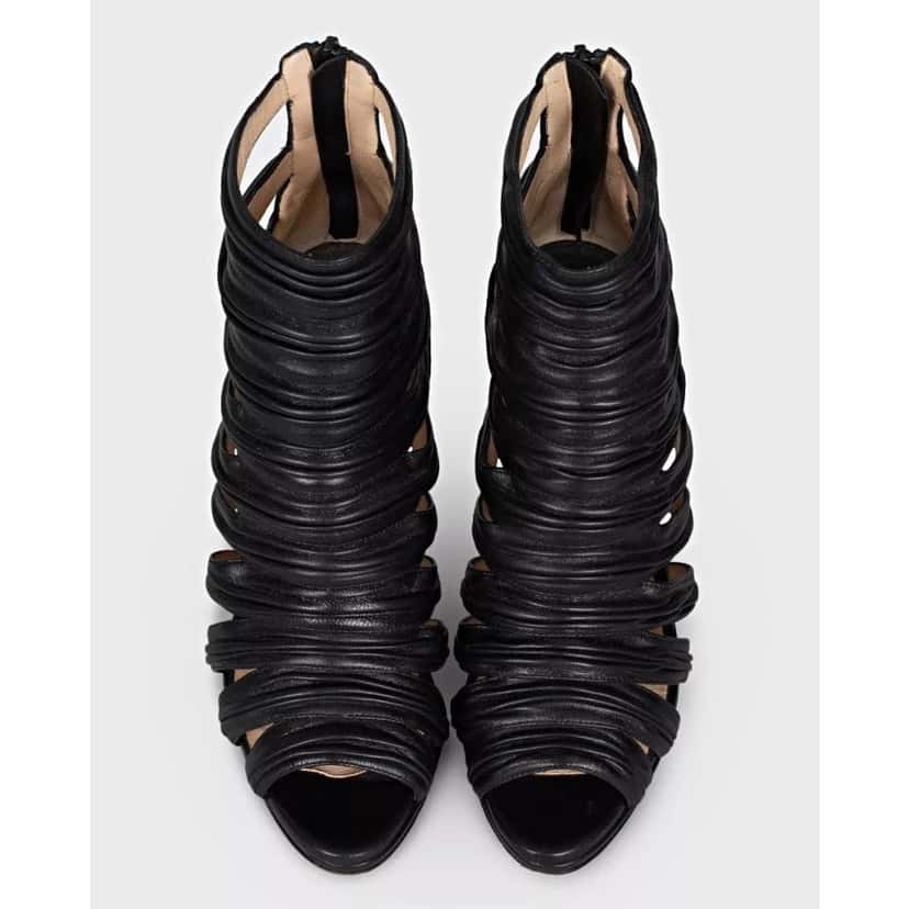 Christian Louboutin Christian Louboutin Black Leather Striped Pumps 36.5 Pre-owned Black Leather Good condition - Back View