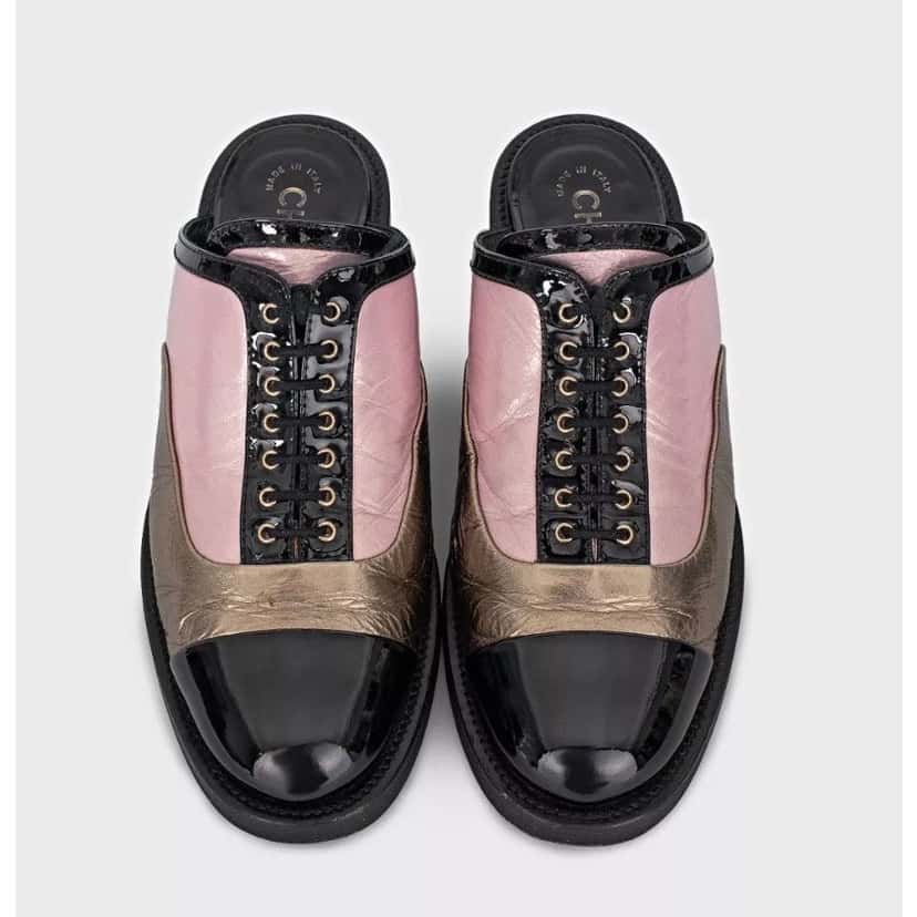 Chanel Chanel Tricolor Lace-Up Clogs Sz.38.5 Pre-owned Other Lace Good condition - Back View