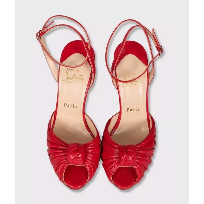 Christian Louboutin Christian Louboutin Red Leather Strappy Sandals Size 38 pre-owned Red Leather Good condition - Back View