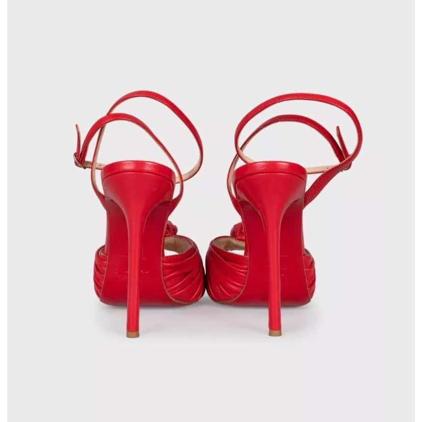 Christian Louboutin Christian Louboutin Red Leather Strappy Sandals Size 38 pre-owned Red Leather Good condition - Model View
