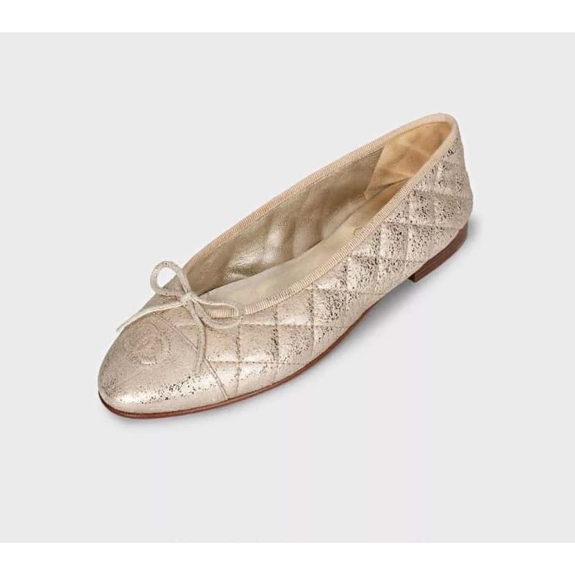 Chanel Chanel Quilted Gold Leather Ballerina Flats - Size 38.5 Pre-owned Gold Leather Good condition - Inside View