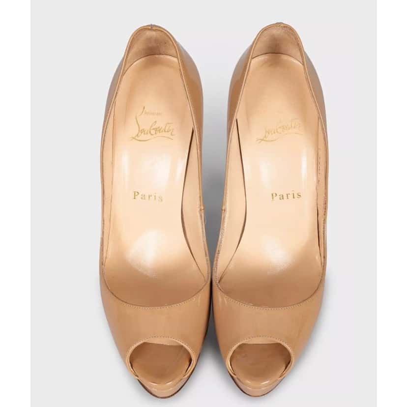 Christian Louboutin Christian Louboutin Beige Leather High Platform Pumps Sz.37 pre-owned Beige Leather Good condition - Back View